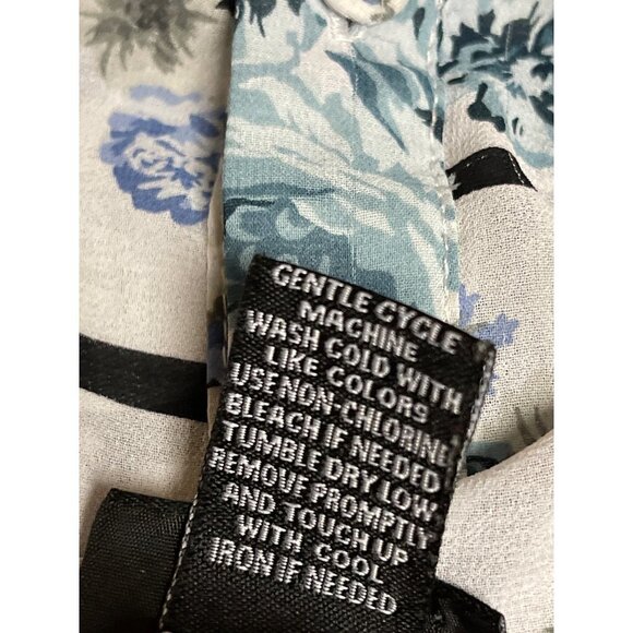 Torrid Floral Striped Open Button Back Blouse Black White Semi Sheer Women's 2X - Picture 9 of 10